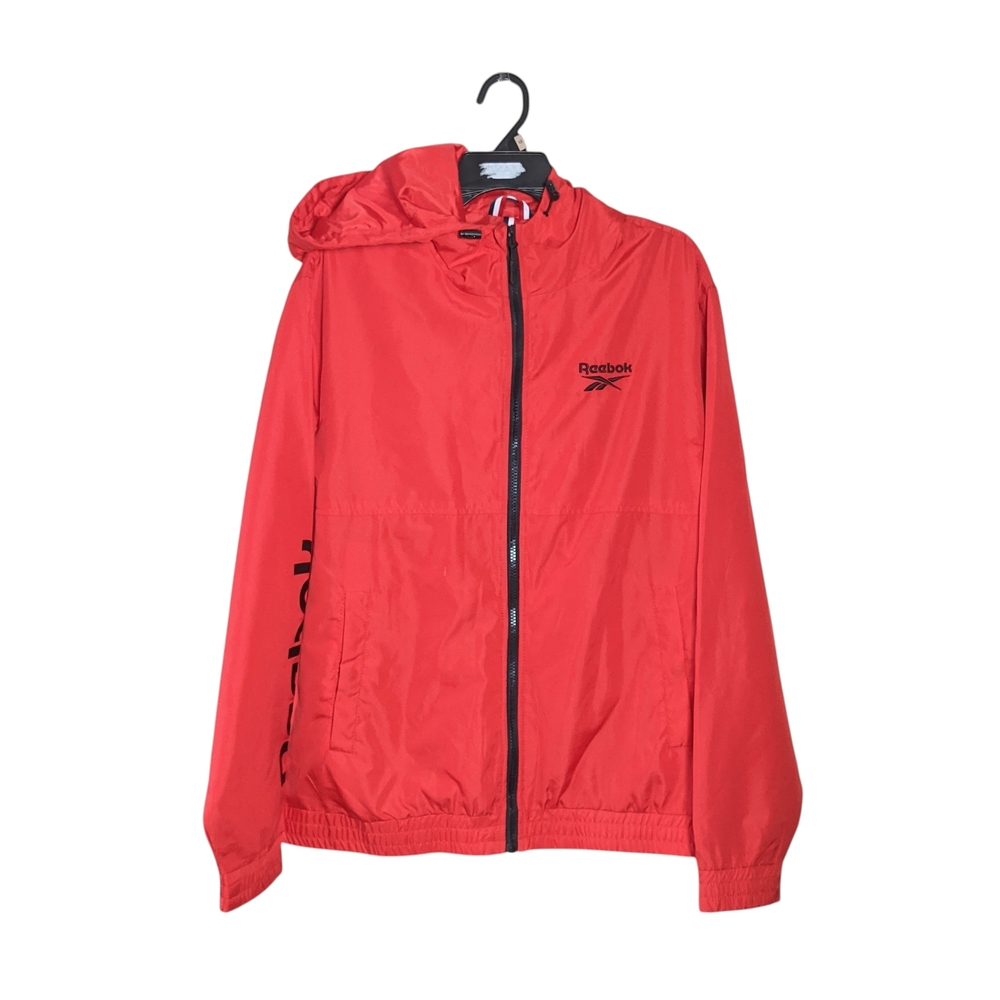 Like New Reebok Men's Red Hooded Windbreaker Jacket Size L